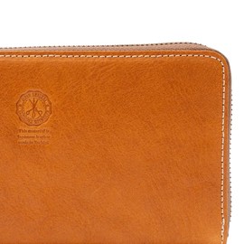 e-mono Genuine Leather Long Wallet, Tochigi Leather, Skimming-Prevention, Men's, Round Zipper, Women's, Cowhide Leather, Zipper, Long Wallet, Christmas, Khaki