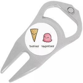 NewCharms Better Together Ice Cream Cone Golf Ball Marker Divot Repair Tool Bottle Opener