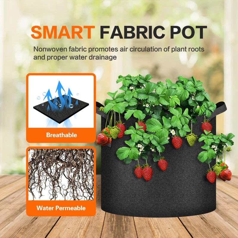 iPower 12-Pack 7 Gallon Grow Bags Heavy Duty Thickened Aeration