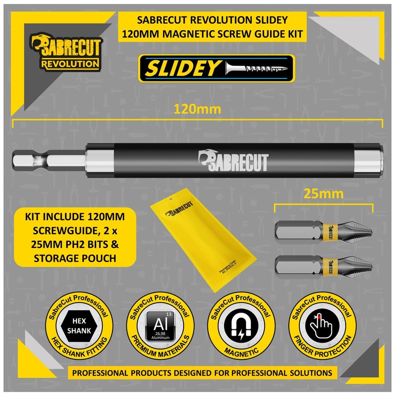 3 x SabreCut SCRSG120 120mm Magnetic Retractable Hex Head Screw
