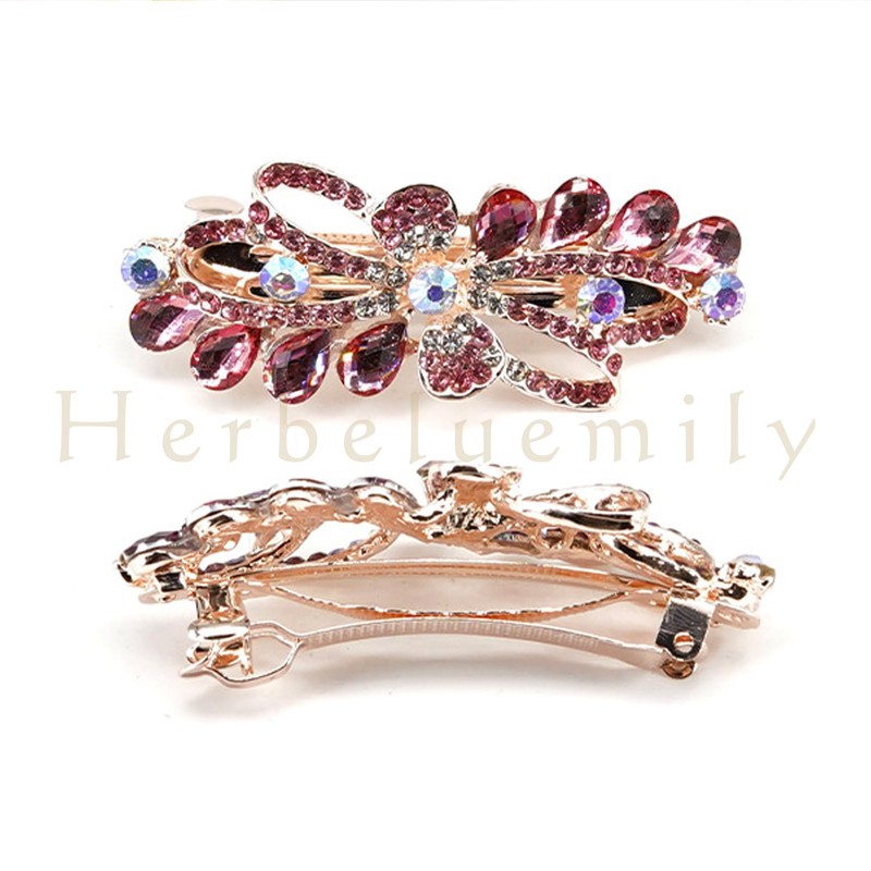 Herbeluemily Barrette, Bijou Stone, Metal Fittings, Hair Clip, Stylish, Adult,