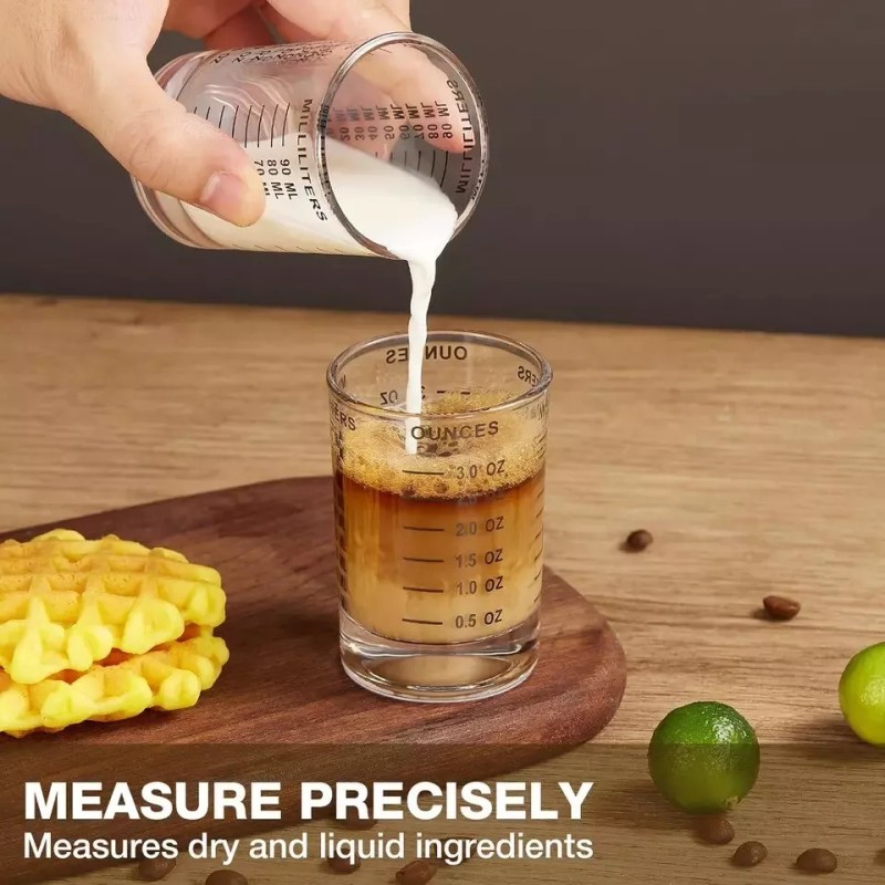 Hlukana 2 Pack Shot Glass Measuring Cup 3 Ounce Heavy