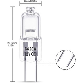 YAFIYGI 12 Pack Halogen Light Bulb 2 Pin G4 12V 20W JC Type Bi-Pin Light Clear Small Base Long Lifetime Dimmable 3000K Halogen Bulbs for Under Cabinet and Ultra Lasting Xenon Bulbs