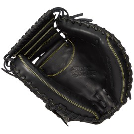 Zett BRCB35512 Soft Baseball Catcher's Mitt, Soft Steer for Catchers, Black (1900) for Right Throwing