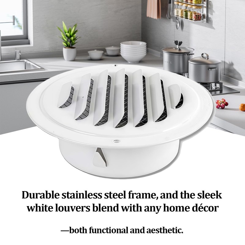4" Round Soffit Vents White Stainless Steel Soffit Vents Wall/Ceiling