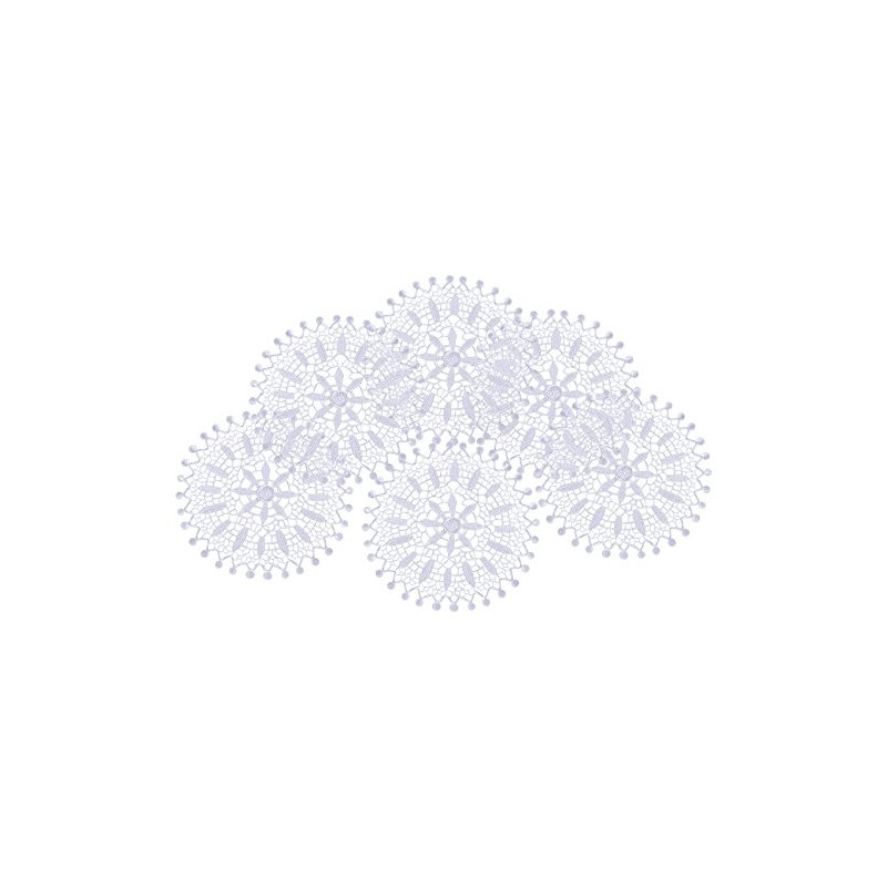Pack of 6 Floral Lace Round Doilies 100% Polyester Vintage