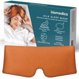 Homedics Silk Sleep Mask, Luxurious Soft Silk, Total Blackout, Nonslip Grip, Adjustable Strap for Custom Fit, Hand Washable, Comfortable for Travel & Home - Sunset
