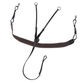 Exion Elastic Jumper Breastplate for Horses | Vegetable-Tanned Leather with Elastic Shoulder Inserts | Stainless Steel Hardware | Adjustable Fit | Includes Running Martingale Attachment
