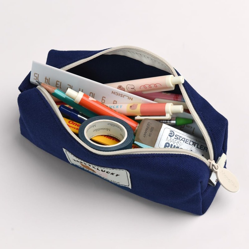 Monolike Pencil case, Happy and Lucky Block Pen Case, Indigo,