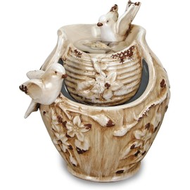 Foreside Home & Garden Distressed Bird Bath Indoor Water Fountain With Pump