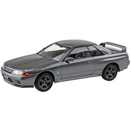Aoshima Bunka Kyozai 1/32 Raku Plastic Snap Kit No.14-GG Nissan R32 Skyline GT-R Gun Gray Metallic Color-coded Plastic Model (Automotive)