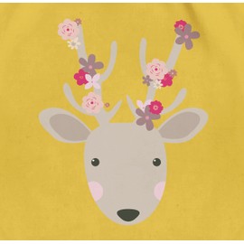 Oktoberfest Child Gym Bag, Sweet Deer, Spring Animals with Flowers - Yellow -