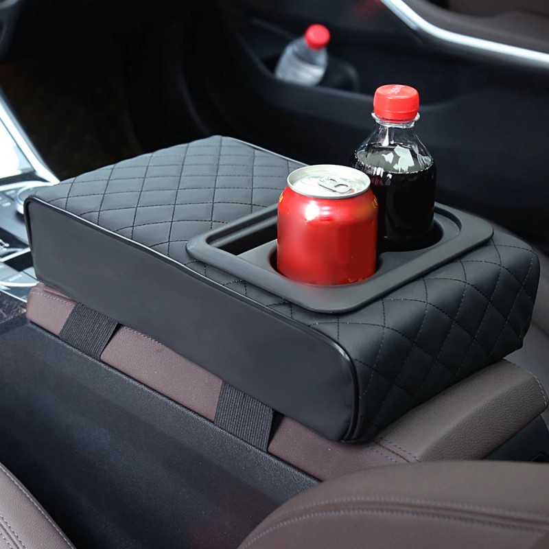 Unbranded Leather Car Center Console Cover with Cup Holders Universal