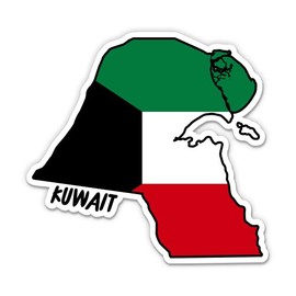 Squiddy Kuwait Map with Flag - Vinyl Sticker Decal for Phone, Laptop, Water Bottle - 3"