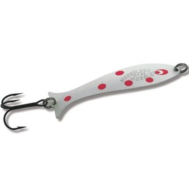 Mooselook Wobbler Junior Fishing Lure - Ivory & Red Silver Back - 16005