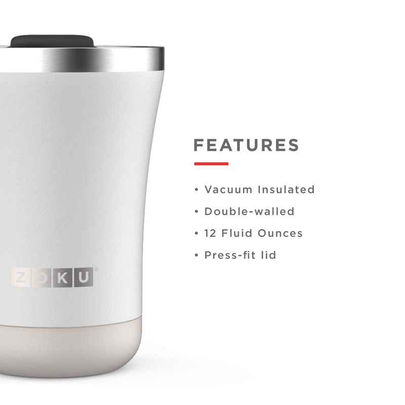 LEADWORKS ZOKU 3 in 1 Tumbler, White, 11.8 fl oz