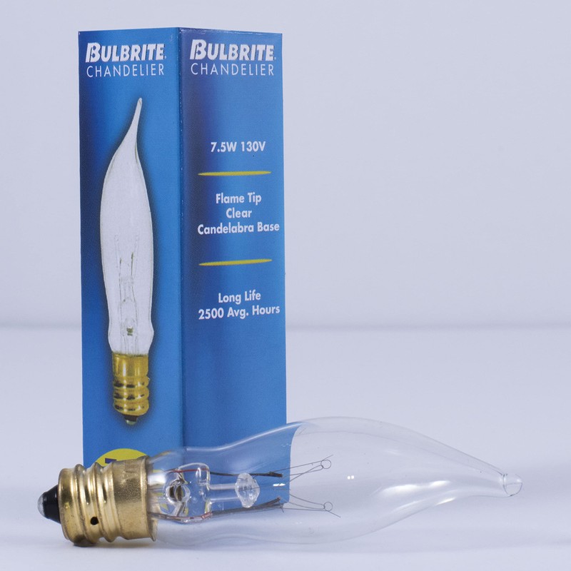 Bulbrite Incandescent CA5 Candelabra Screw Base (E12) Light Bulb, 7.5