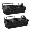 2 Pack Adhesive Plastic Wicker Hanging Storage Basket Scalloped Edge,Black