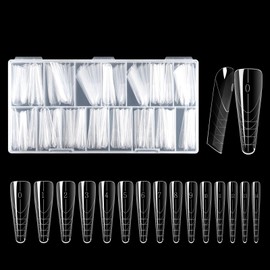 BNG Pack of 150 Nail Shapes Dual Nail Forms Full Cover Extension Mould Nail Shape for Poly Nail Gel Extension, Clear Long