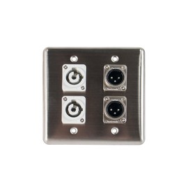 Elite Core Quad Wall Plate w/2 Power on B and 2 XLR Male Connections Q-4-2PCB2XM