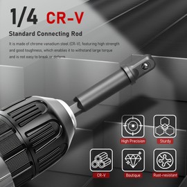 6 Pack 1/4 inch Square Socket Adapter Bits,1/4 inch Hex Shank,for Impact Driver,Drills, Automotive DIY, Extension Socket Bits