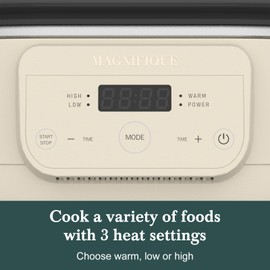 MAGNIFIQUE 6 Quart Programmable Slow Cooker Removable Healthy Nonstick Pot - Small Kitchen Appliance for Family Dinners - Serves 6+ People - Heat Settings: Keep Warm Oatmeal