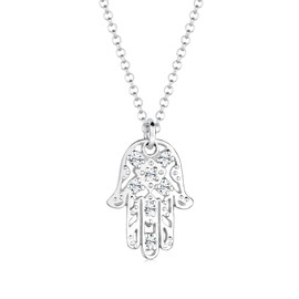 Elli Necklace Hamsa Hand Crystals 925 Sterling Silver