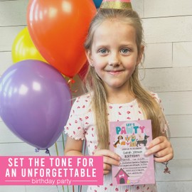 Hadley Designs 15 Puppy Dog Birthday Invitations Girl - Dog Themed Birthday Party Invitations For Girls, Puppy Invitations For Birthday Party Invitation Girl, Kids Birthday Invitation