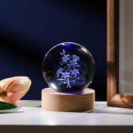 3D Lily Gifts for Women Crystals Ball 60mm - Lily Figurines Decor Glass I Love You Gifts Figurine Lily Stuff for Room Birthday for Lovers Girlfriend Wife