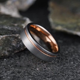 King Will Rose Gold Women Mens Rings Grooved Tungsten Mens Ring Wedding band Wedding Rings Comfort Fit 9