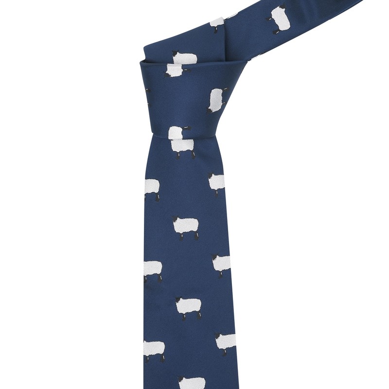 King & Priory Navy Blue Embroidered Sheep Tie