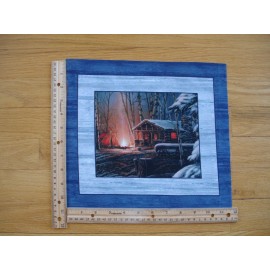 C.A. Redlin Wild Wings Benartex Winter Scene Cabin Tent Campfire Woods  Cotton Quilt Fabric Block