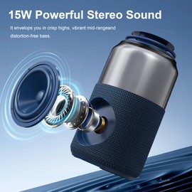 Passau Portable Bluetooth Speaker Wireless with Lights, 15W Loud Stereo Clear Sound, All Day Playtime, BT 5.4, TWS Paring, for Home Outdoor Party Beach (Blue)