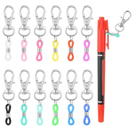 WEWAYSMILE 12 Pcs Pen Clips Silicone Pen Holder Clip Pen Holder Clips with Lobster Clasp Badge for Lanyard Badge Reel Clips Pen Converter Badge Reel Accessories (Mixed Color)