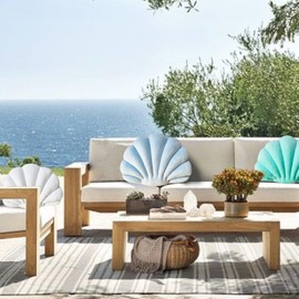 YRXRUS Shell Throw Pillows, Light Blue Shell Shaped Pillow, Small Cute Seashell Decorative Pillow Ocean Series Cushion for Bedroom Living Kids Room Gifts Pillow 11 X 8 Inch