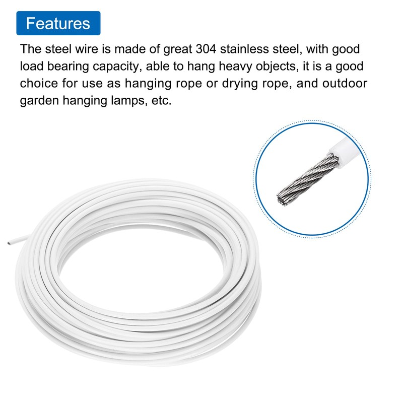 sourcing map 66FT Stainless Steel Cable Railing Kit, 1/8" Vinyl