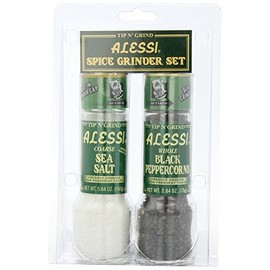Alessi Grinder Set, Sea Salt and Black Peppercorns, Pack of 6