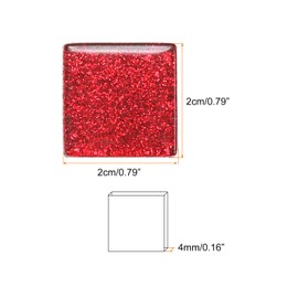 sourcing map Mosaic Tiles Glass Tiles Shiny Crystal Glass Pieces Mass Square Glitter Crystal 2 x 2 cm for Home Decoration Crafts Pack of 25 (100 g Dark Red)
