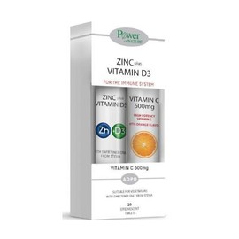 Power of Nature Zinc Plus Vitamin D3 Stevia, 20 Effervescent Tabs & FREE Vitamin C 500mg, 20 Effervescent Tabs