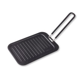 MiliCamp Extra Thick Iron Plate SOLO Nonstick Grilling Plate Large Mestine Perfect Yakiniku Plate (Black Handle and Storage Bag Included)