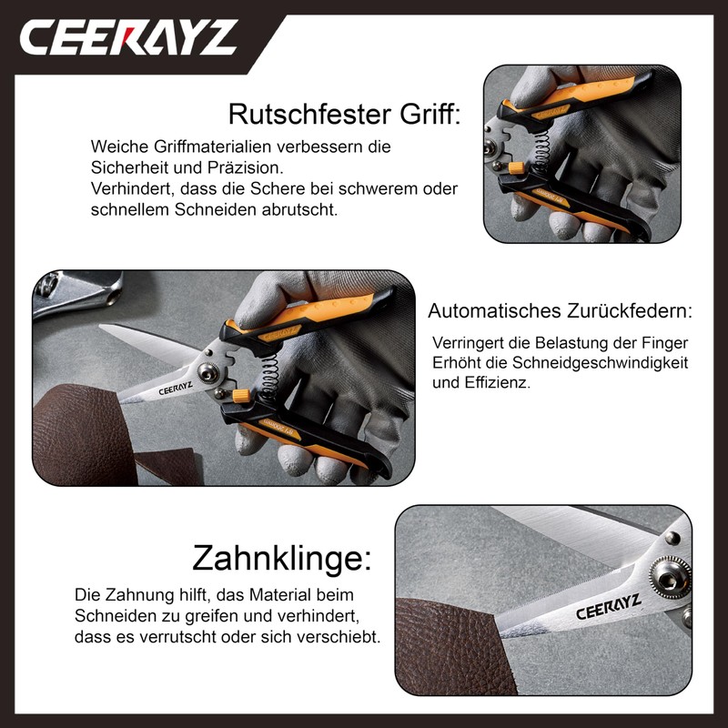 CEERAYZ 200 mm Scissors, Grow Scissors, Garden Shears, Robust Industrial