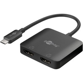 goobay 60173 USB C auf HDMI Adapter / 4K @ 60Hz USB Verteiler Laptop auf 2 Monitore / 2Port HDMI Hub 32,4 Gbits/HDMI Dockingstation/Schwarz