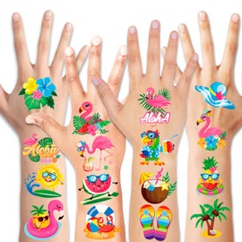 HOWAF 96Pcs Flamingo Temporary Tattoos for Kids, Flamingo Tattoos Childrens Tattoos Waterproof Fake Tattoos Stickers for Hawaiian Flamingo Party Decorations Supplies Kids Tattoos Party Bag Filler