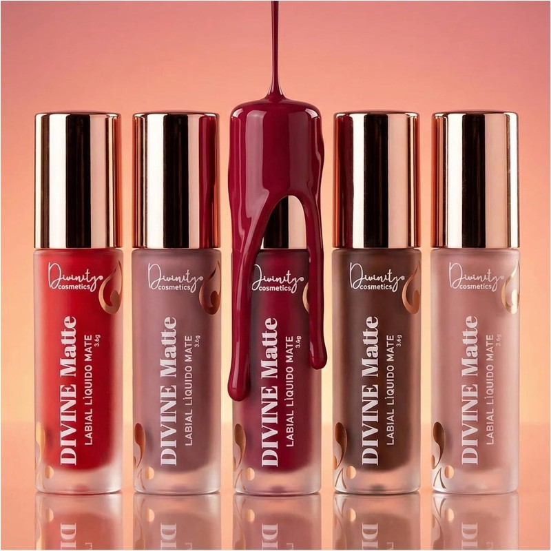 Divine Matte Labial Líquido Mate de Larga Duración, Labial Mate
