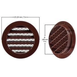 Steinberg14 Brown Aluminum 100mm / 4'' Ventilation Grille, Grid Air Vent Cover for Round Ducting, Vent Pipe Cover