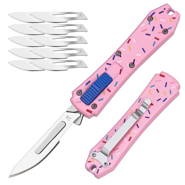 coldown Pink Retractable Utility Knife, EDC Box Cutter Retractable, Small