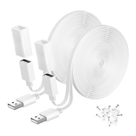 Itramax 2Pack 15FT USB Extension Cable Compatible with WYZE Cam V4/V3/V2,Wyze Cam OG, WYZE Cam Pan3/V3 Pro/V2,Blink 4 (4th Gen),Blink XT,Blink Mini,Flat Weatherproof Power Cord Charging and Data Sync