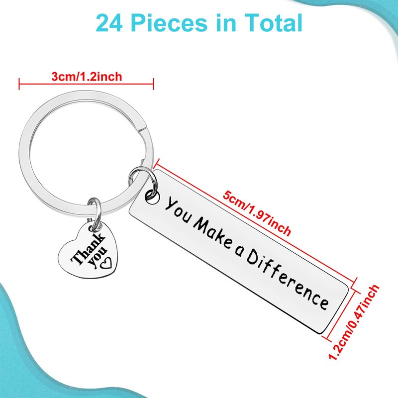 Ximalun 24 Pcs Thank You Gifts Appreciation Keyring You Make