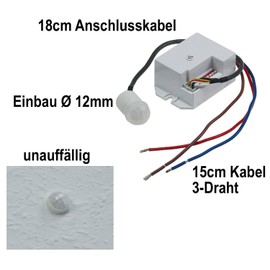 Mini Built-In-PIR Motion Sensor CT 15 "230 V 800W LED designed, 15 MM White