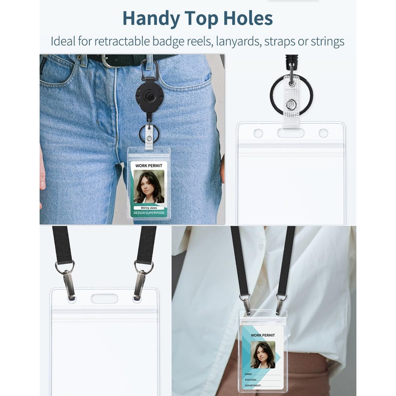 Pawfly 6 Pack Vertical ID Card Badge Holder Waterproof Clear
